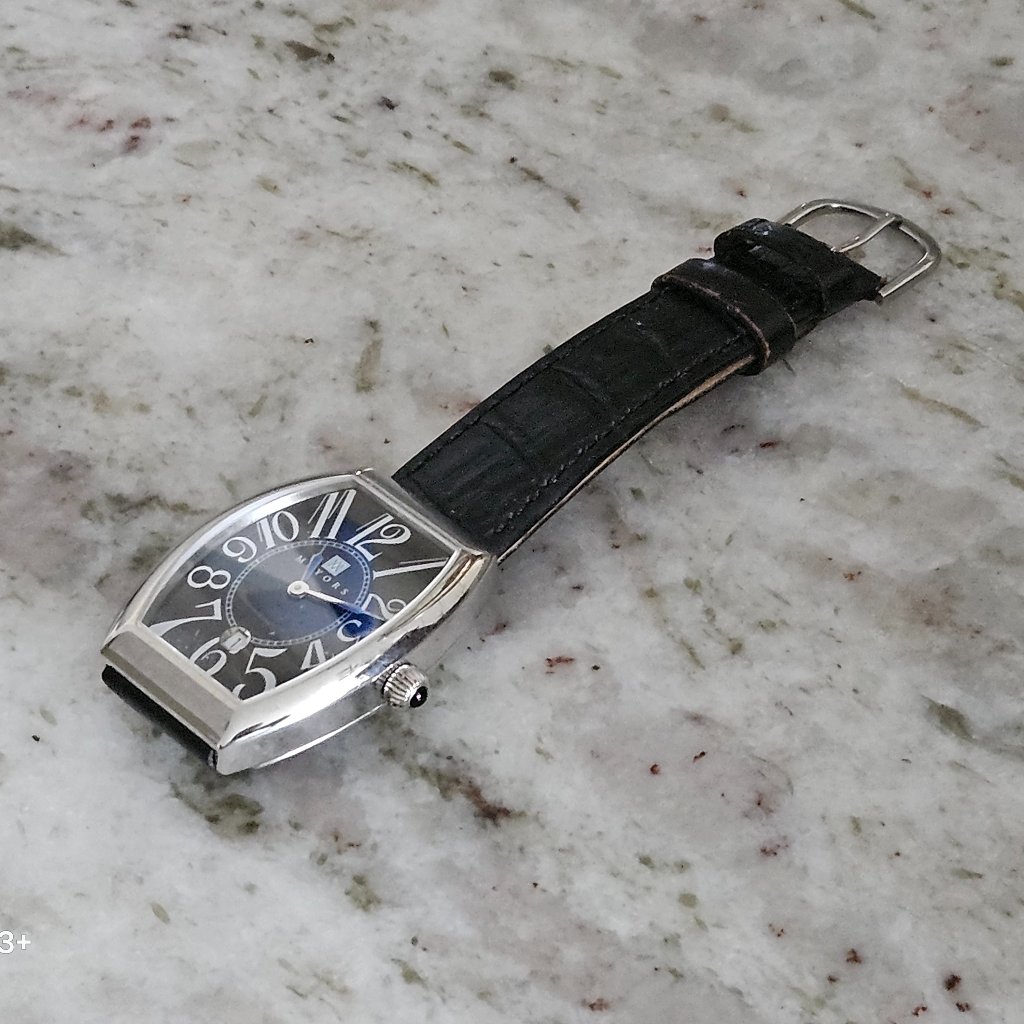 Rare Vintage Mayors Birks Tourneau Sapphire Crystal Swiss Made Leather Watch — image 3 of 8